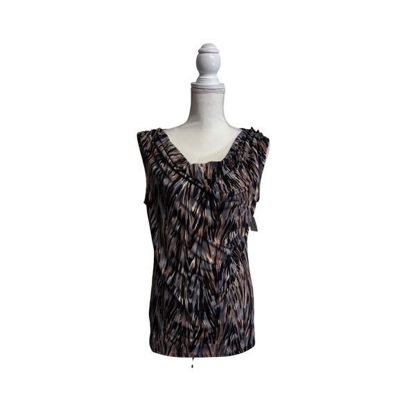 Grace Tops - Women's Grace Patterned Sleeveless Blouse Size Medium